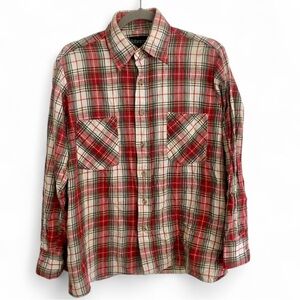 VINTAGE 80’S ROBINSON’S PLAID LONG SLEEVE BUTTON DOWN FLANNEL SHIRT SIZE MEDIUM